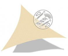VOUNOT Tenda da Sole per Esterno, 5x5x5 m Vela Ombreggiante Triangolare con Kit di Fissaggio, Tenda a Vela, Traspirante HDPE Protezione UV, per Giardino, Balcone, Terrazza, Avorio