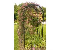 Arco Princess arco a fiori rose Tutore piante di giardino passaggio in ferro battuto Marrone martellato o Nero 61 x 124 x 229 cm – Nero