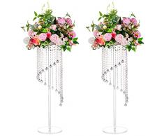 Nuptio Vasi Acrilico Centrotavola per Matrimoni - 2 Pezzi Alti 80cm Supporto Vasi Fiori Geometrici Trasparenti per Decorazioni Tavola Centrotavola Cristallo Espositori per Fiori A Colonna per Feste