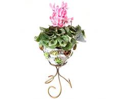 Portavaso in ferro battuto arredo casa ingresso giardino rose e foglie 40 cm