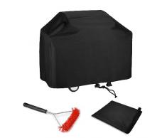 Copertura Barbecue da Esterno, Telo Barbecue per Griglia Oxford 210D, Copri Barbecue da Esterno Impermeabile con Spazzola per La Pulizia, Impermeabile/Antivento/Anti-UV, 145 × 61 × 117 cm, Nero