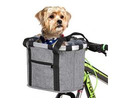 Cestino per Bici Tela Staccabile, Trasportino per Animali Domestici Telaio in Lega di Alluminio Borsa Frontale per Gatti Cani Shopping Picnic Adatto per Manubrio da 22-31,8mm