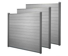 Mendler Frangivento 3X Pannelli Privacy Sarthe WPC 570cm Grigio