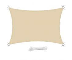 swift Tenda a Vela Rettangolare 4x6 m Permeabile Protezione Anti Raggi UV Vela Ombreggiante 6x4 m, Telo Tenda da Sole a Vela per Esterno, Giardino & Gazebo, Beige