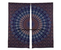 Tendine pavone Mandala indiano drappo tenda Decor boho balcone camera set etnico finestra trattamenti e pannelli set