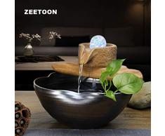 HONIC 110V-220V Feng Shui Fontana di Acqua in Ceramica Decor Desktop Waterscape Flower Pot dei Bonsai Fish Tank Sfera di Cristallo umidificatore Crafts: A