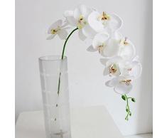 DDG Orchidea Falenopsis artificiale, a 9 fiori, per decorazione della casa, dei matrimoni, in seta, colore bianco
