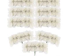 BETESSIN 144pz Rose Finte Bianche (Dia. 25mm) Teste di Fiori Rose Finte Artificiali Teste di Rose Bianche Finte in Schiuma per Decorazione Sposa Matrimonio Festa Nuziale Valentine’s Day Casa Fai da Te
