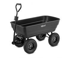 Hillvert Carretto da Giardino Ribaltabile Carriola HT-Q.BASS-125G (125 L / 350 kg, Gancio di Traino, 990 mm, Plastica, Gomma, Ferro, Soft Grip)