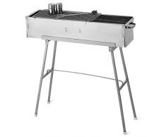 Barbecue Griglia a Carbone Professionale, Utensile BBQ Grill Barbecue Carbone Pieghevole per Picnic con Gli Amici, Riunione di Famiglia in Balcone e Giardino, Campeggio ECC, 80 * 18CM - Argento