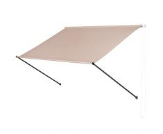 Tenda da sole, 300 x 120 cm, per balcone in metallo e poliestere, tenda da sole retrattile, resistente ai raggi UV e alle intemperie, frangivento e frangivista per terrazza giardino, beige