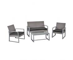 Outsunny Salotto da Esterno in Rattan, Set Mobili da Giardino con Divano da Giardino e Poltrona da Esterno, Grigio