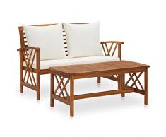 Tidyard Set Divani da Giardino con Cuscini in Legno massello di Acacia,Salotto da Giardino,Set Mobili da Giardino in Legno, Set Salotto da Esterno con Tavolino,Ampia Scelta di Colori e Dimensioni
