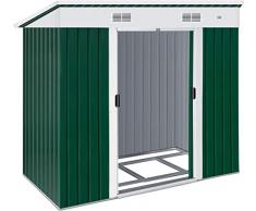 KESSER® - Casetta per Attrezzi L in Metallo, 3,4 m³ con Fondazione | 196 x 122 x 180 cm | 2 Porte scorrevoli e fondamenta | capanno per Attrezzi | Armadio da Giardino | Tetto spiovente