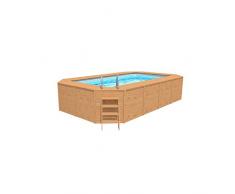 K2O Piscina Pannelli in Legno 655x390x124 cm Pompa Filtro a Sabbia di 5.678 L/H con Scaletta