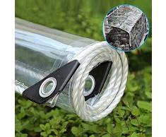 Telone Copertura Tela Cerata Trasparente Con Occhielli, Tela Cerata Trasparente In Plastica Antipioggia Addensata, Copertura In Telo Per Terrazza Pergola In PVC Resistente(0.35mm,Size:2m × 3m)