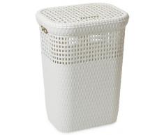 Dea Home Z439M008 Cesta Portabiancheria Rattan, 60 L, 42x33x58, Bianco