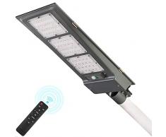 Lampione Stradale Solare LED 90W, Lampione Solare Led Esterno con Sensore di Movimento 3 Luce Modalità 6000K Luce da Parete IP65 Impermeabile Sensore di movimento wireless per cortile,giardino,strada