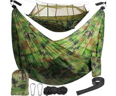 KOKOBOX Amaca Da Campeggio Con Zanzariera 260X140CM Amaca Da Esterno Amaca Ultraleggera Da Viaggio Amaca Portatile Con Corde Di Sospensione E Moschettoni In Acciaio Amaca Da Giardino Fino A 150 Kg