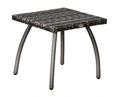 Outsunny Tavolino in Rattan Sintetico da Esterno, Giardino, Terrazzo Impermeabile Grigio 45x45x44cm