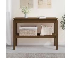 Homgoday Tavolo Consolle Miele 110x40x75 cm in Legno Massello di Pino, Tavolino da Salotto, Tavolinetto da Soggiorno, Tavolo per Ufficio Camera da Letto Giardino