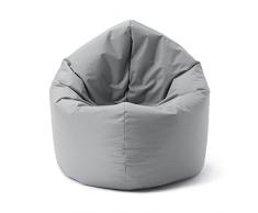 Lumaland Poltrona a sacco | Pouf rotondo 120 x 80 x 75 cm | 2 in 1 per ambienti interni ed esterni | Con imbottitura da 300 l | Impermeabile e robusta [Grigio Argento]