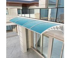 Pensilina Tettoia in Policarbonato Alveolare Trasparente,Pensilina Tettoia per Porta e Finestre Tenda da Sole Blu con Sostegni a Muro,Pensilina Copriporta Per Esterno (80x180cm)