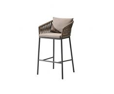 YZU Rattan Vimini Sgabelli da Bar, sgabelli Alti da Bar in Sedie con Schienale poggiapiedi e Base in Metallo Nero Sgabello Alto da Bar per Cucina Pub Bar Bancone della Colazione