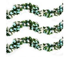 VINFUTUR 5 Pz 270 cm Ghirlanda di Rose Artificiali Rampicante di Rosa Artificiale Fiori Artificiali Rose da Appendere Siepe Decorazioni Esterne Interne DIY