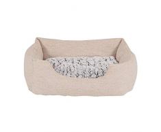 Dibea lionto Letto per Cani (Tessuto Melange) con Cuscino da Pavimento Reversibile Fondo Antiscivolo, (S) 60x50 cm Beige