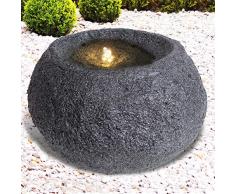 Fontana da giardino, fontana decorativa in granito, pietra scuro, con luce LED 230 V