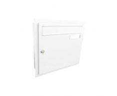 A-01 Cassetta postale incassata a muro color bianco traffico (RAL 9016) con targhetta portanome - LETTERBOX24.de