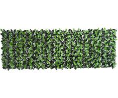 Aurora Store Siepe Artificiale Sintetica 1 x 3 Metri Rotolo Rete Frangivista Frangivento Ornamentale con Foglie Edera Finta Anticaduta per Ringhiera Terrazzo Balcone Giardino Esterno Verde Scuro