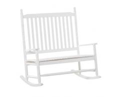 Outsunny Sedia a Dondolo, Panchina da Giardino 2 Posti con Schienale Alto e Braccioli in Legno 117x85x120cm, Bianco