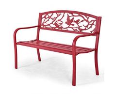 RELAX4LIFE Panchina da Esterno, Panchina da Giardino in Ferro Verniciato Antiruggine e Resistente, Panchina Moderna da Parco per 2 Adulti, (Medello 1)