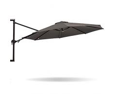 MaxxGarden Ombrellone da Parete Ø270 cm - Circolare - Protezione UV 50+ - Parasole da Balcone - Ombrellone da Terrazza - Alluminio - Nero