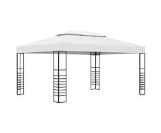 vidaXL Gazebo da Giardino in Acciaio Verniciato 4x3x2,7 m Bianco