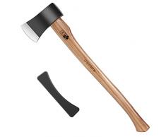 UNIVINLIONS Ascia da spacco a mano Ascia pesante Accetta universale Ascia forestale Ascia in acciaio inox con manico in legno Ascia da esterno per giardino foresta attività allaperto