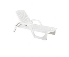 Lettino da giardino impilabile in plastica bianco 190x71x46 h
