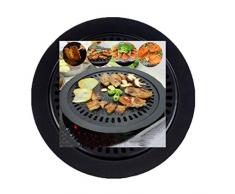 Liqiqi Barbecue Rotondo Vassoio di Cottura Tappetino Antiaderente Stile Coreano Piastra di Ferro BBQ Barbecue in Strumento Cucina