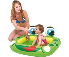 Jilong- Fun Piscina Baby Rana con Fondo Gonfiabile e Sonagli, Colore Verde, 128x110x15 cm, 97001