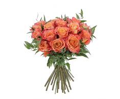 KENTIS - Bouquet di 18 Rose Arancioni a Stelo Lungo 50 cm - Mazzo di Fiori Freschi a Domicilio in Italia - Rose Vere Regalo
