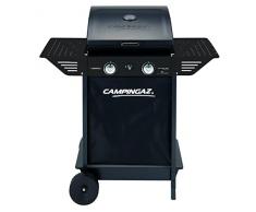 Barbecue a gas Campingaz Xpert 100 L Plus Rocky, barbecue con pietra vulcanica con 2 bruciatori e coperchio con termometro, 2 vassoi laterali pieghevoli, potenza 7100 watt