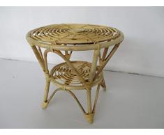 TAVOLO TAVOLINO IN VIMINI RATTAN MIDOLLINO NATURALE DIAM.CM.60X57 H