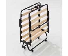 Evergreenweb - Brandina Pieghevole 80x190 cm - Rete Singola a Doghe in Legno Naturale di Faggio + Ammortizzatori, sostegno più flessibile - Ortopedica, 4 Ruote ANTIGRAFFIO Smontabili, Struttura portante interamente in Ferro -