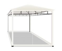 Kios - Gazebo da giardino 3x4 mt in ferro battuto con 4 zanzariere. Gazebo da giardino in ferro con telo di copertura in poliestere color ecrù