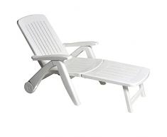 Cosma MilaniHome Lettino Sdraio con Ruote in Plastica Resina per Campeggio Spiaggia Mare Piscina Giardino Esterno