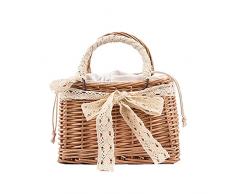 Borse di totalizzatore tessute del rattan delle donne dellannata, mini borsa del cestino della perla, A