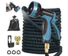 Tubo da Giardino Estensibile 30m, 100FT Tubo Flessibile da Giardino con Tubo in Tpe e Adattatore in Alluminio Rame e Pistola ad Acqua per Autolavaggio e Irrigazione Giardino, 10 Modalità