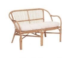 Panca a 2 posti Neta in tessuto rattan bianco